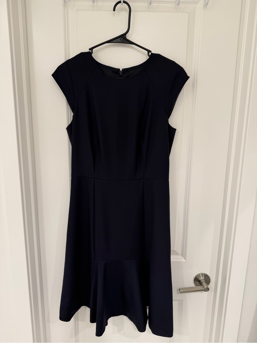 J. Crew Navy Cap-Sleeve Fit-and-Flare Midi Dress